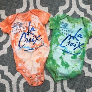 Halloween costume: twins La Croix- lime and orange